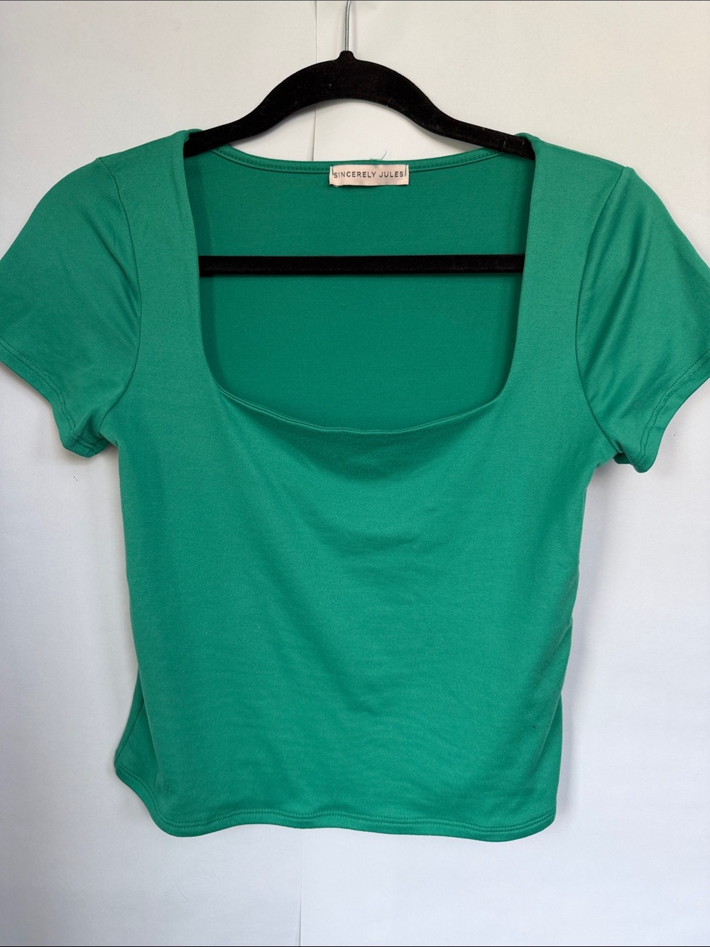 Sincerely Jules Emerald Green Square Neck Short Sleeve Top